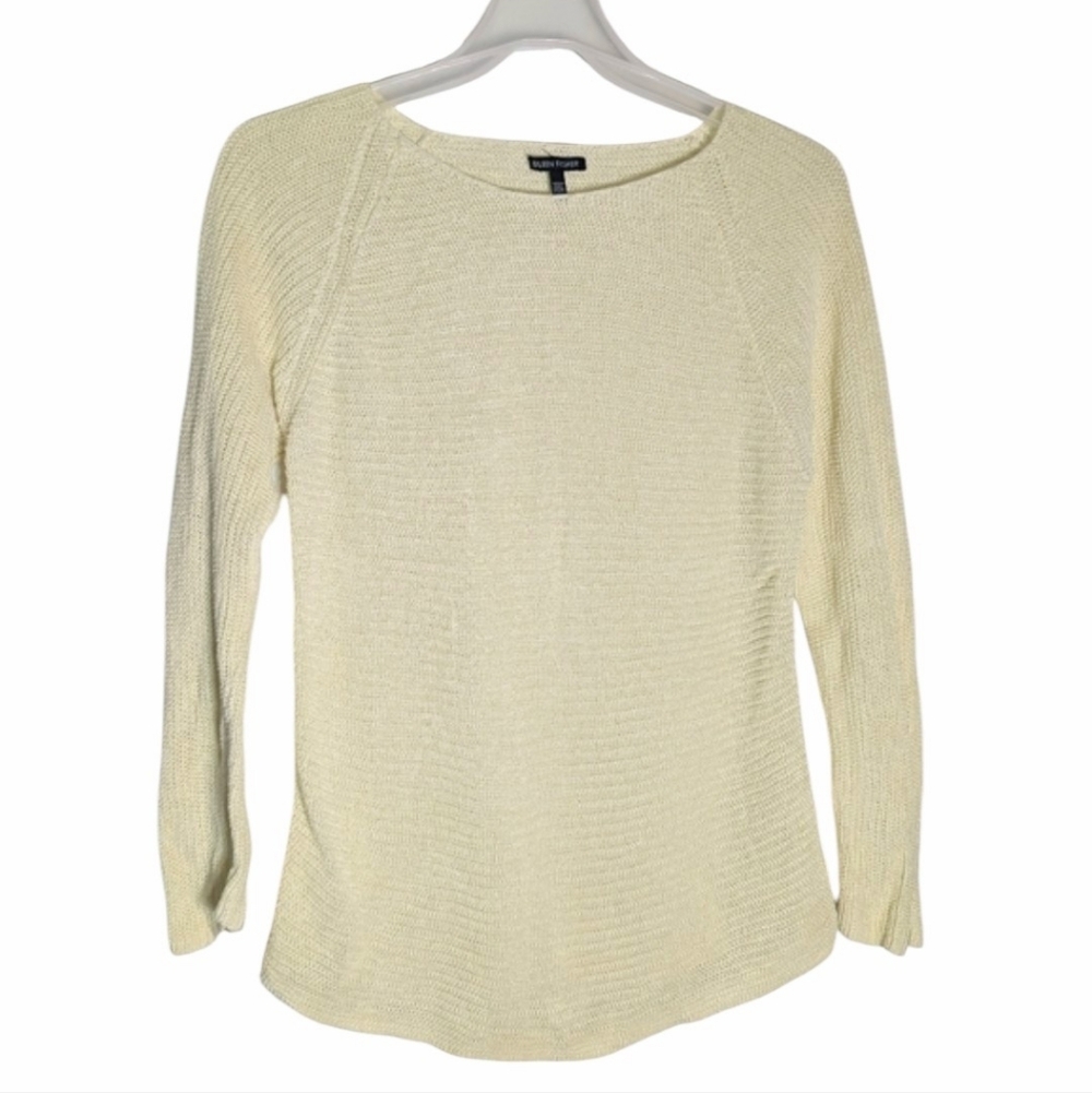 Eileen Fisher Womens Sweater 100% Linen Quiet Luxury Butter Yellow Pastel XL